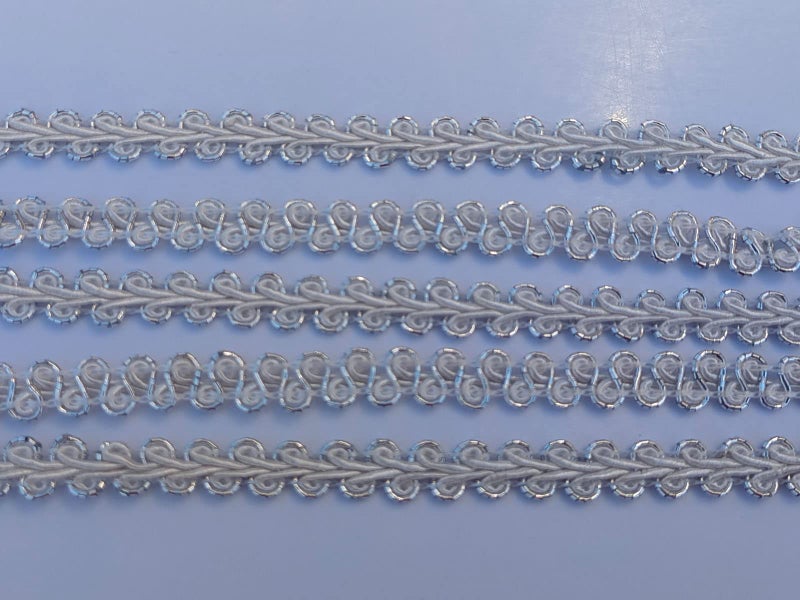 MONIDOOR 3/8 Inch Gimp Braid Trim 50 Yards for Upholstery Costume DIY Crafts (1315 Silver White) - Image 3